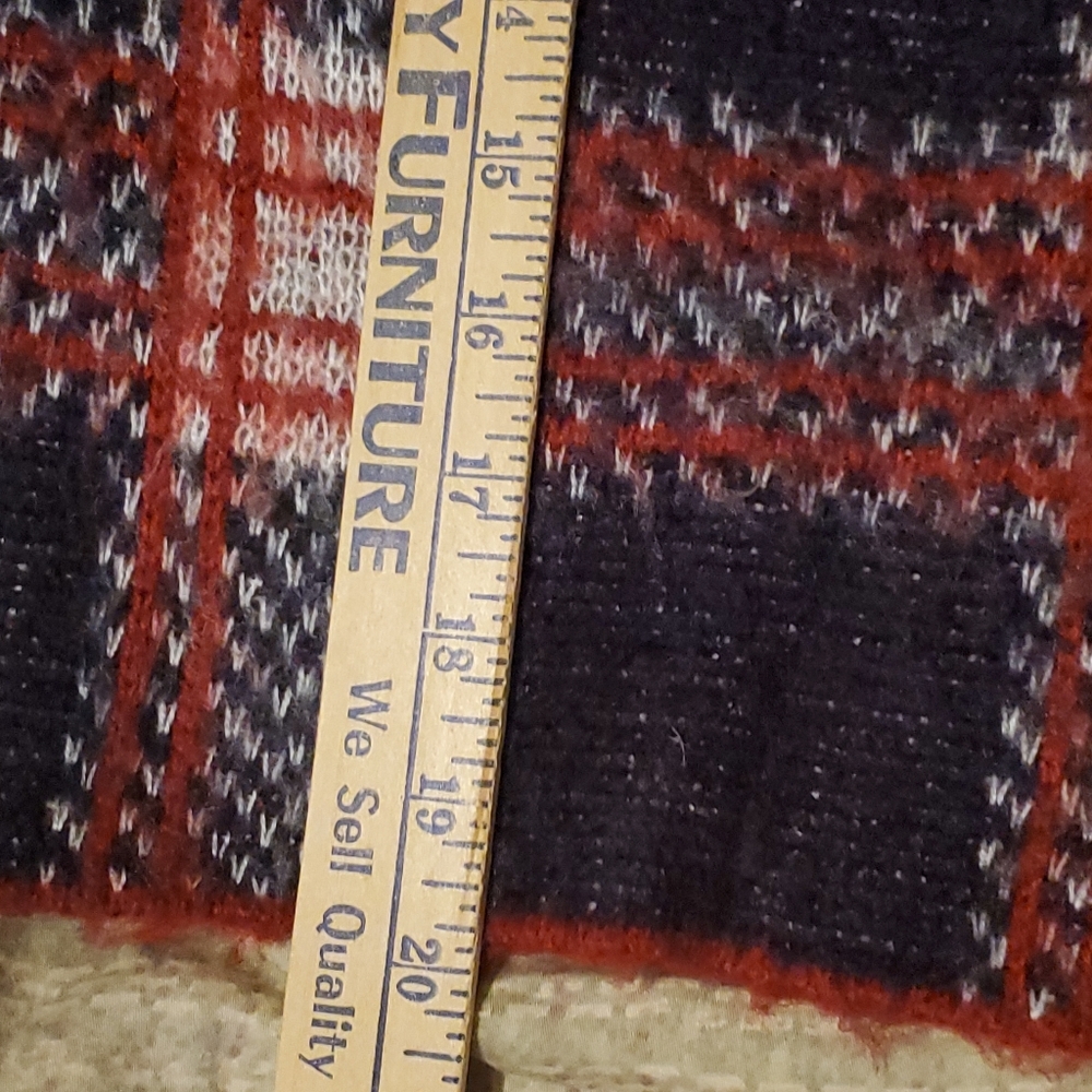 Forever 21 Fuzzy Crop Pullover Sweater Red & Navy Sz S jacquard Tartan Academia - Picture 6 of 9
